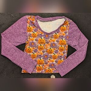 Xxs Jack O Lantern Long Sleeve Crop Top